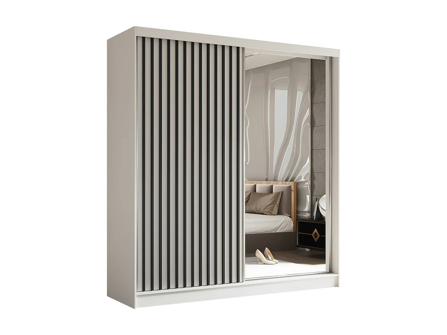 ARMOIRE A PORTES FERMÉES Helix 200/216/61 blanc+noir