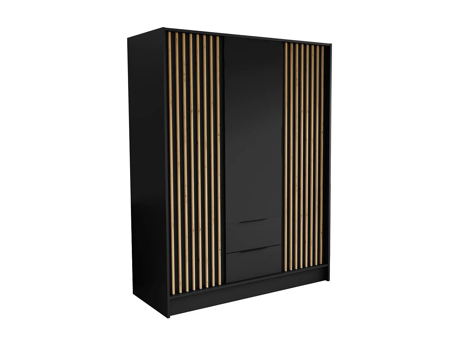 DRAAIDEURKAST Nero 150/51/200 cm met lamellen zwart