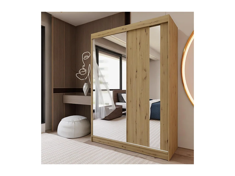 ARMOIRE A PORTES FERMÉES Gaja 150/216/61 chêne Artisan avec miroir