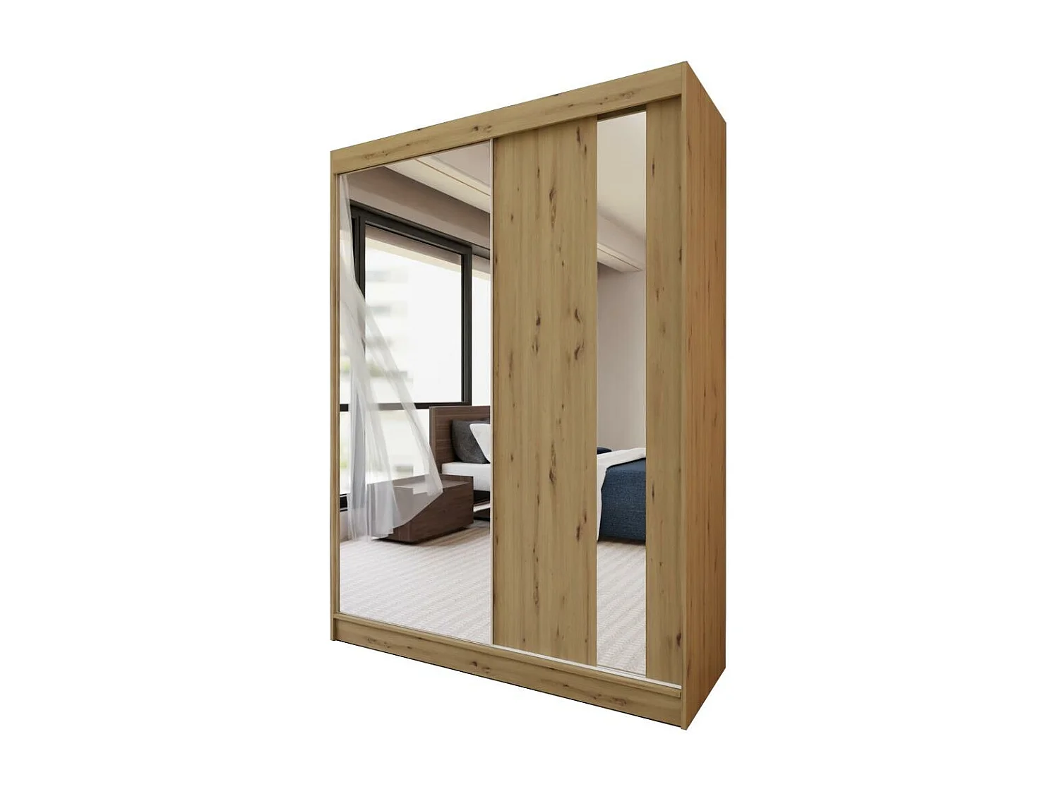 SCHWEBETÜRENSCHRANK Gaja 150/216/61 eiche Artisan mit Spiegel