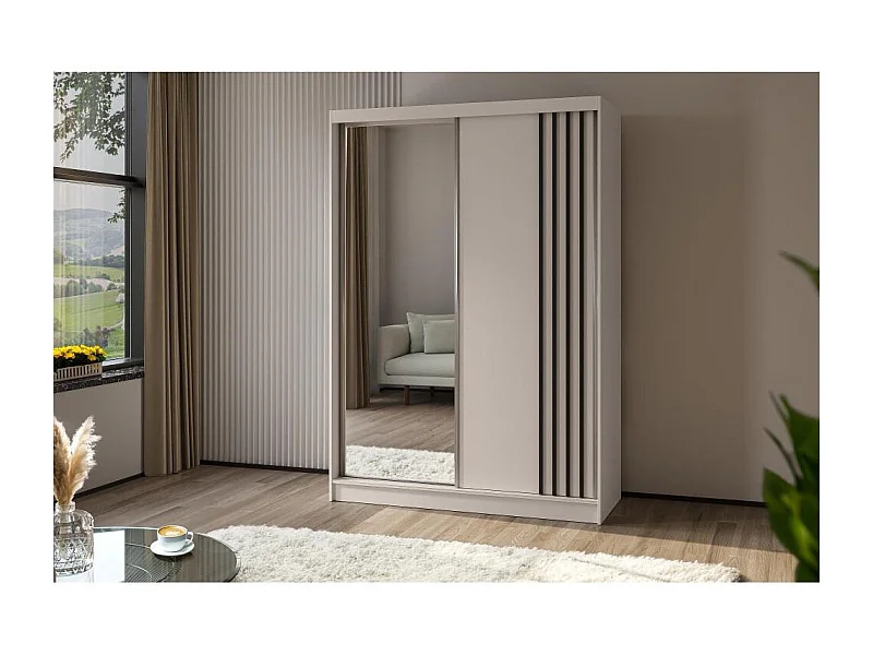 SCHWEBETÜRENSCHRANK Nela 120/216/61 kaschmir+schwarz