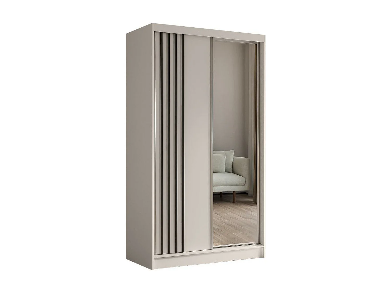 SCHWEBETÜRENSCHRANK Nela 120/216/61 kaschmir+schwarz