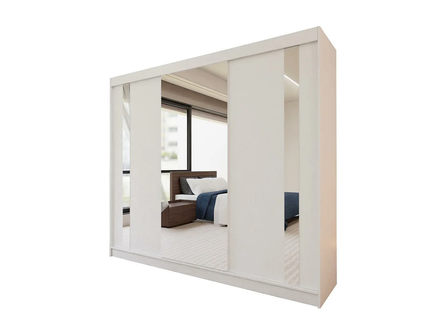 ARMOIRE À PORTES FERMÉES Gaja 240/216/61 blanc avec miroir et tiroirs