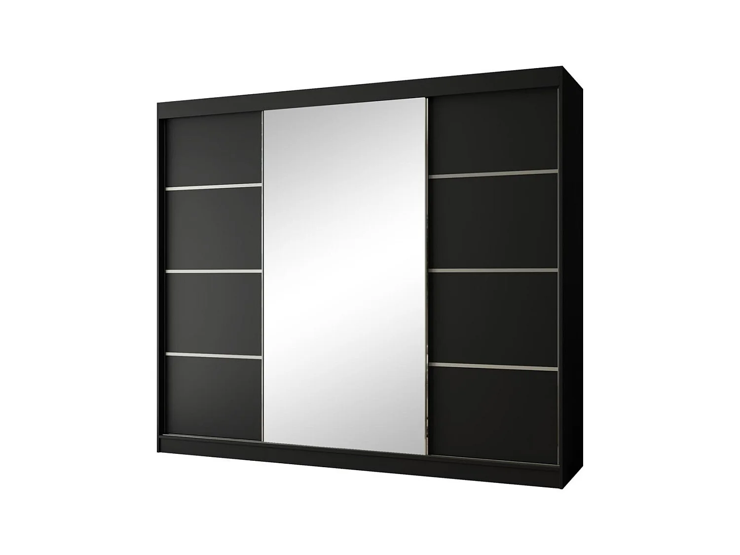 DRAAIDEURKAST Paco 250/215/61 3-deurs zwart met spiegel