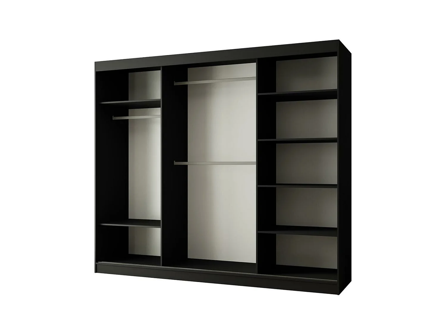 DRAAIDEURKAST Paco 250/215/61 3-deurs zwart met spiegel