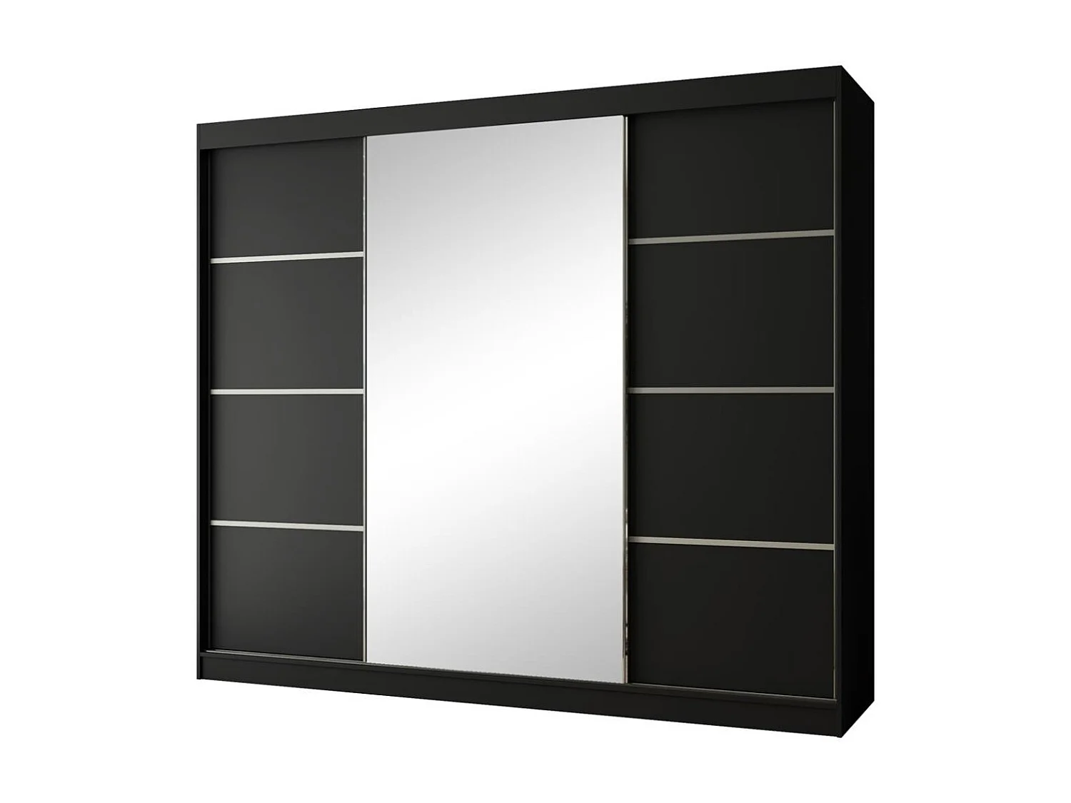 ARMOIRE A PORTES FERMÉES Paco 250/215/61 3 portes noir avec miroir