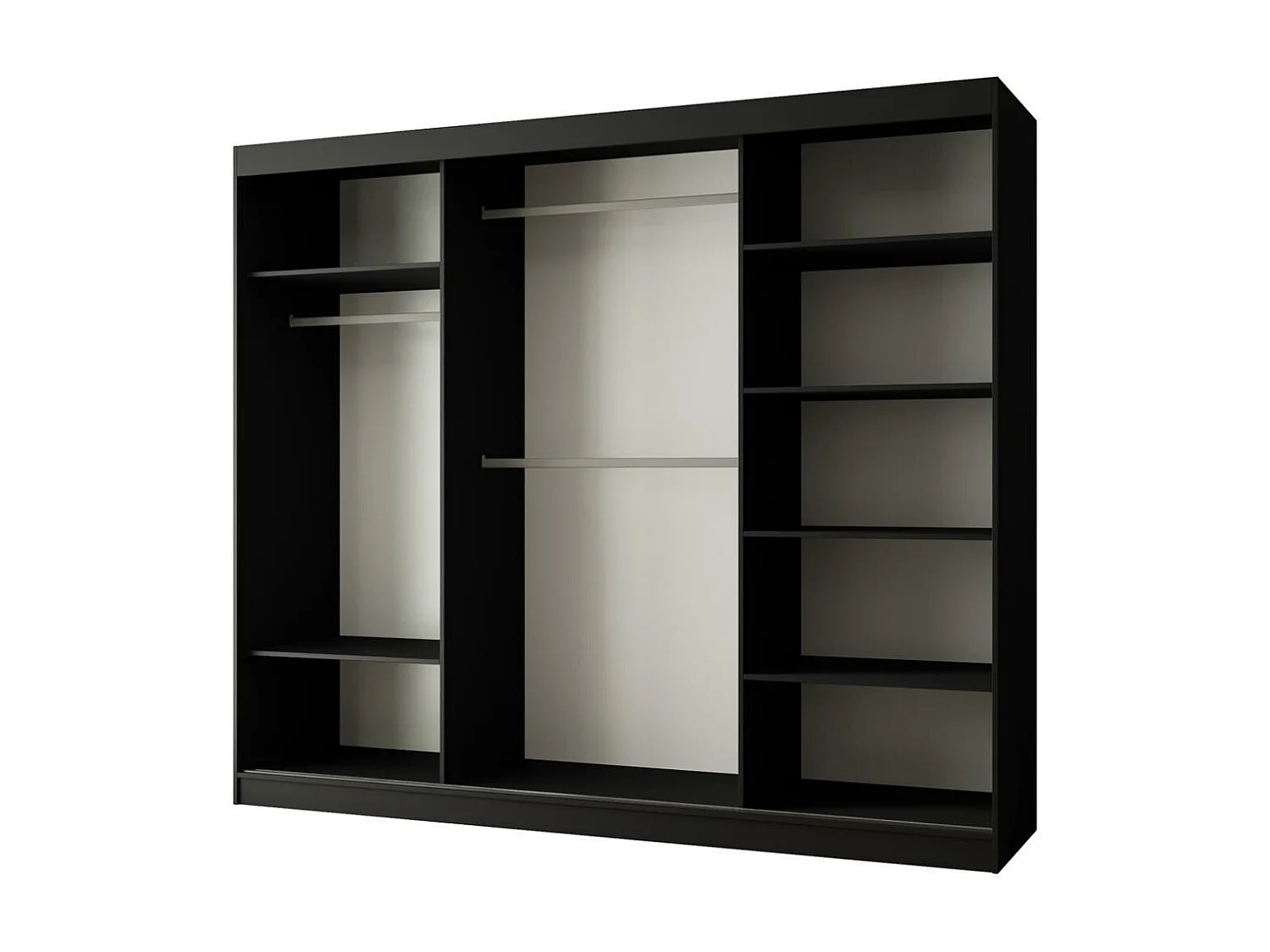 ARMOIRE A PORTES FERMÉES Paco 250/215/61 3 portes noir avec miroir