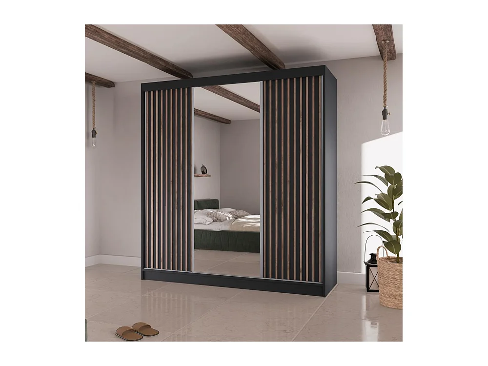 SCHWEBETÜRENSCHRANK Lico II 200/61/215 schwarz