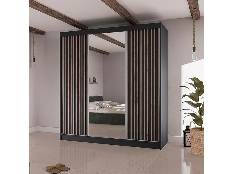 SCHWEBETÜRENSCHRANK Lico II 200/61/215 schwarz