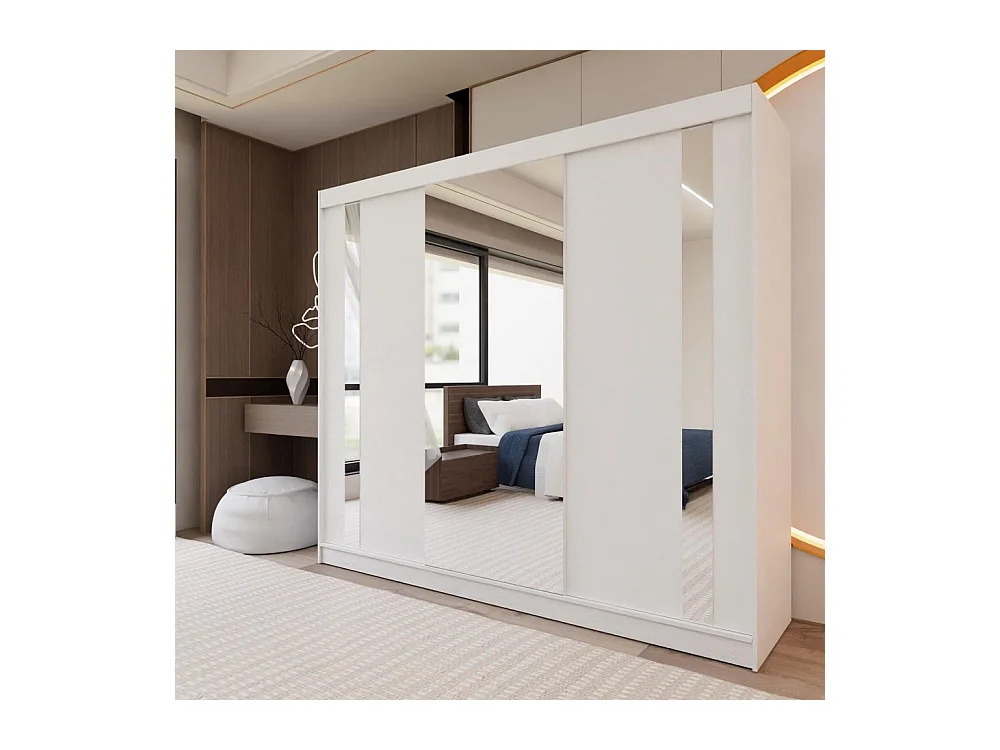 SCHWEBETÜRENSCHRANK Gaja 240/216/61 weiß mit Spiegel