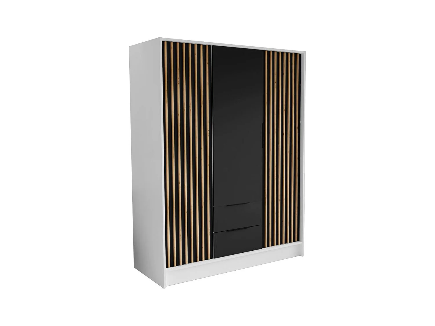 ARMOIRE A PORTES TOURNANTES Nero 150/51/200 cm avec lamelles blanc+noir