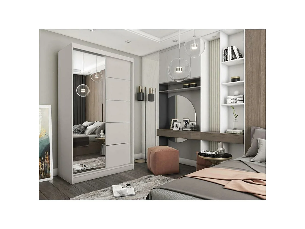 SCHWEBETÜRENSCHRANK Marika 120/216/61 kaschmir mit Spiegel und Schubladeneinsätze