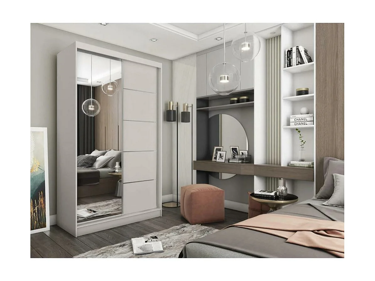 ARMOIRE A PORTES FERMÉES Marika 120/216/61 kashmir avec miroir et blocs-tiroirs