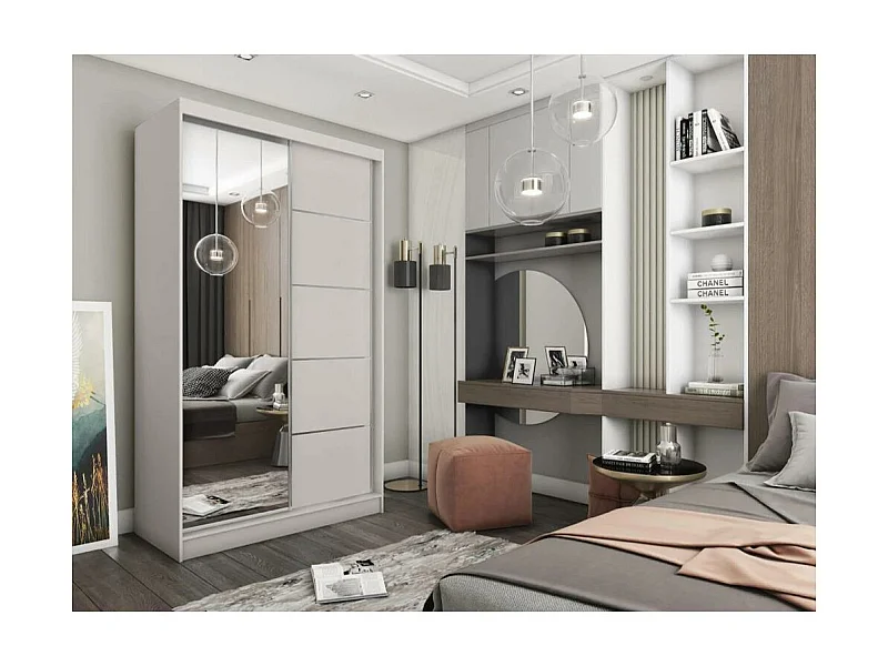 ARMOIRE A PORTES FERMÉES Marika 120/216/61 kashmir avec miroir et blocs-tiroirs