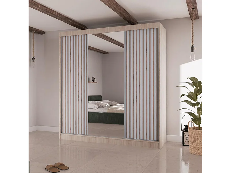 ARMOIRE A PORTES FERMÉES Lico II 200/61/215 chêne sonoma+blanc