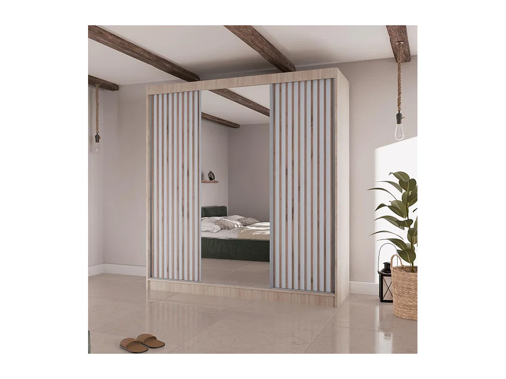 SCHWEBETÜRENSCHRANK Lico II 200/61/215 eiche sonoma+weiß