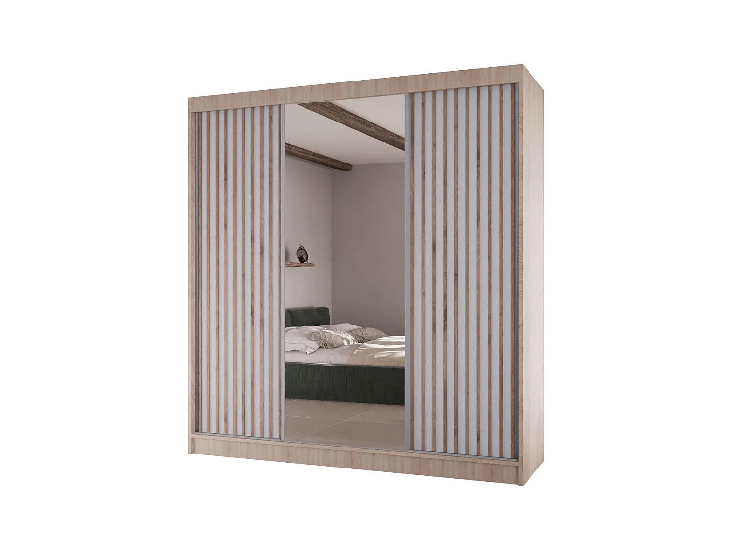 SCHWEBETÜRENSCHRANK Lico II 200/61/215 eiche sonoma+weiß