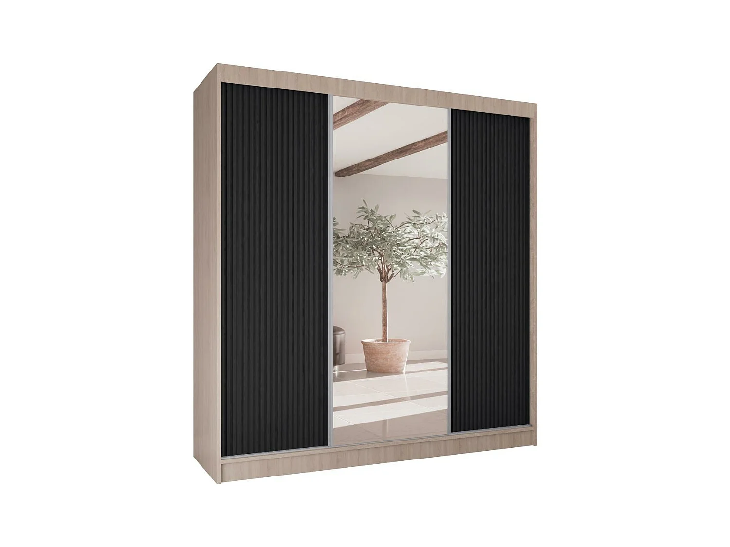 ARMOIRE A PORTES FERMÉES Ramos II 200/61/215 chêne sonoma+noir