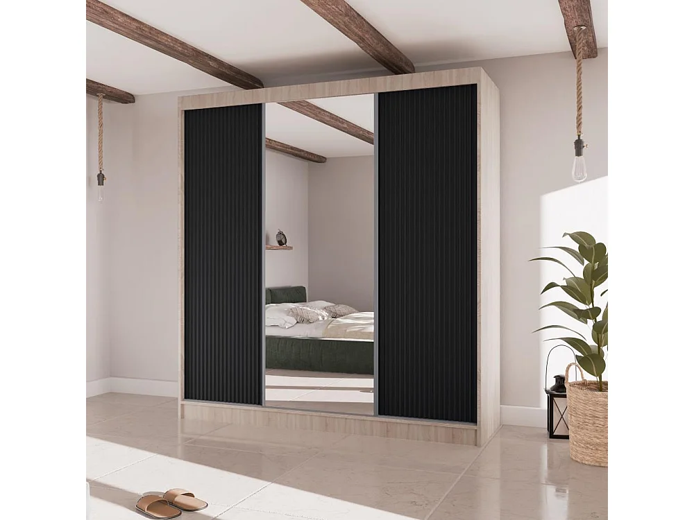 ARMOIRE A PORTES FERMÉES Ramos II 200/61/215 chêne sonoma+noir
