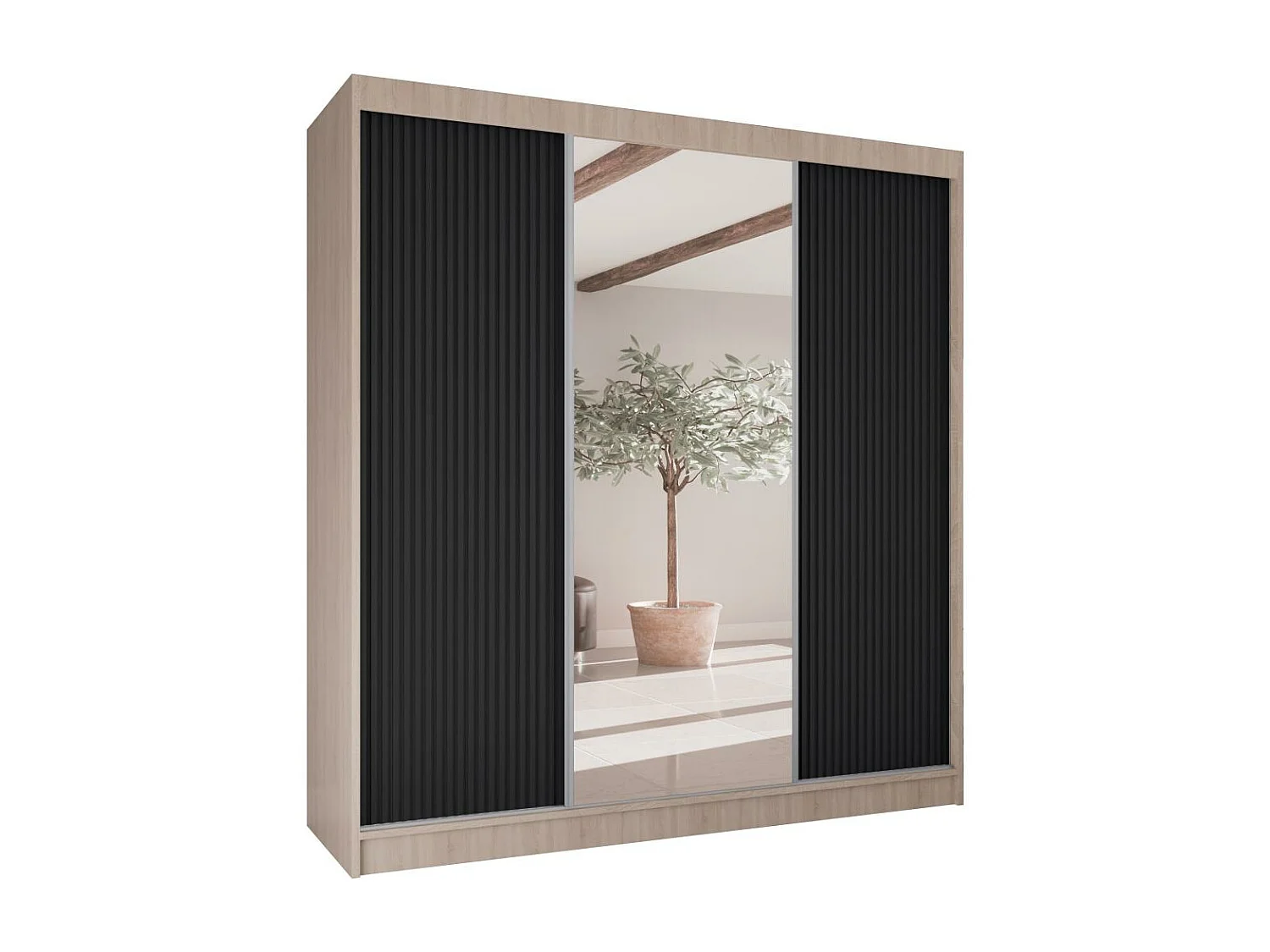 ARMOIRE A PORTES FERMÉES Ramos II 200/61/215 chêne sonoma+noir