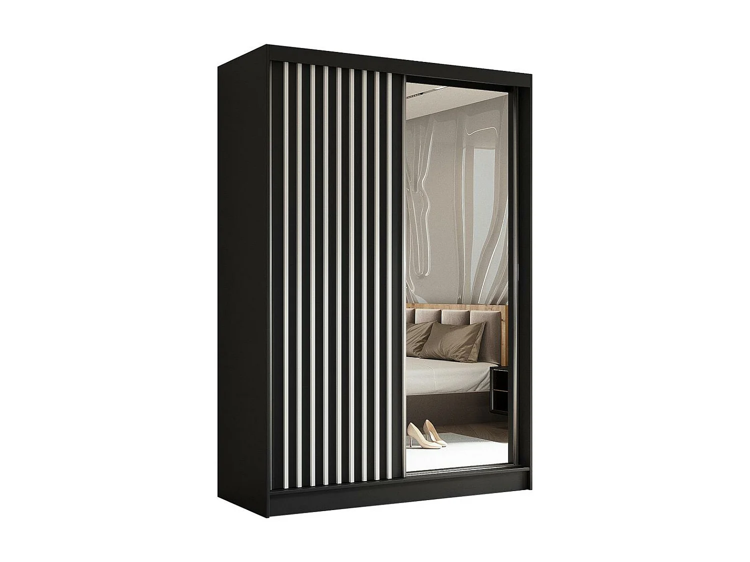 ARMOIRE A PORTES FERMÉES Helix 150/216/61 noir+blanc avec inserts de tiroirs