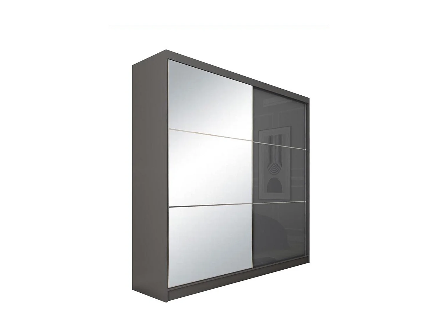 ARMOIRE À PORTES FERMÉES Viva 200/216/61 graphite avec miroir et blocs-tiroirs