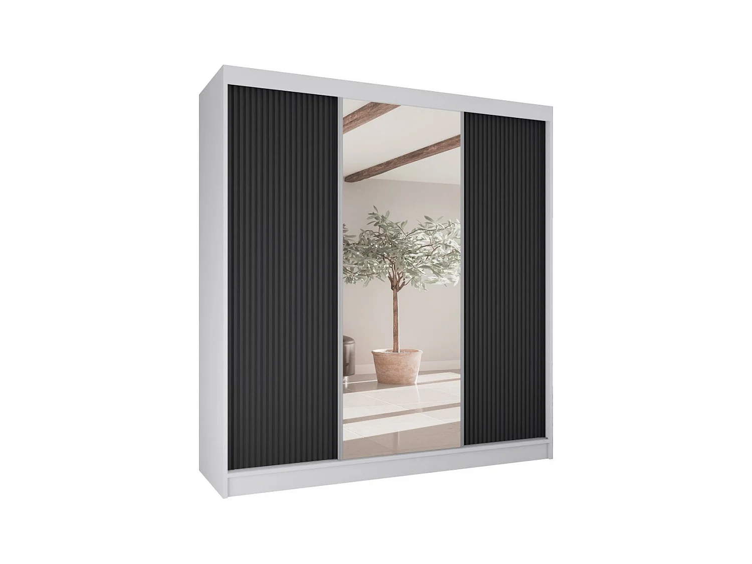 ARMOIRE A PORTES FERMÉES Ramos II 200/61/215 chêne blanc+noir