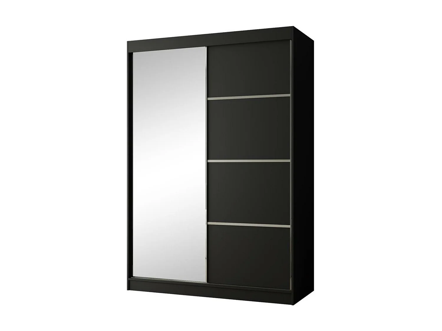 SCHWEBETÜRENSCHRANK Paco 150/215/61 2-türig schwarz mit Spiegel