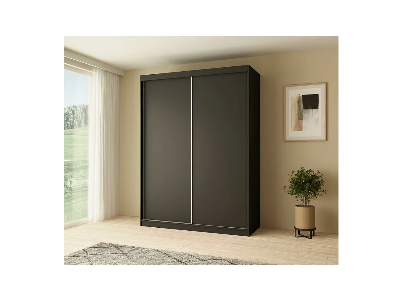 SCHWEBETÜRENSCHRANK Mario 150/216/61 schwarz