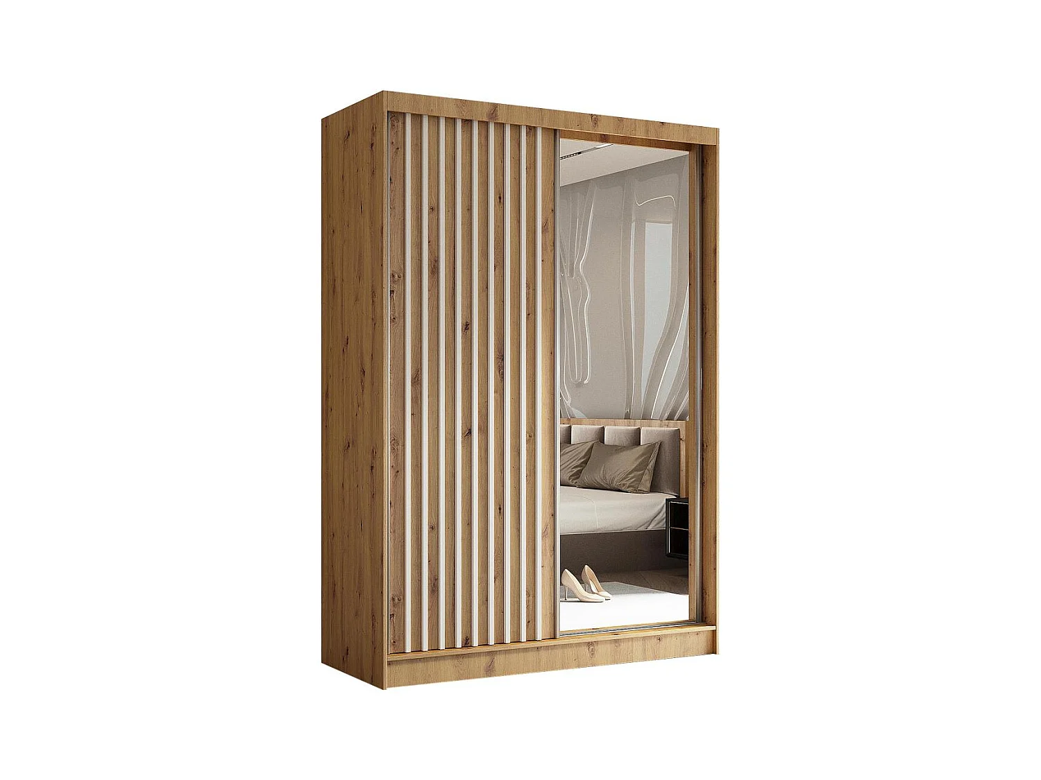 ARMOIRE A PORTES FERMÉES Helix 150/216/61 chêne artisan+blanc avec blocs-tiroirs