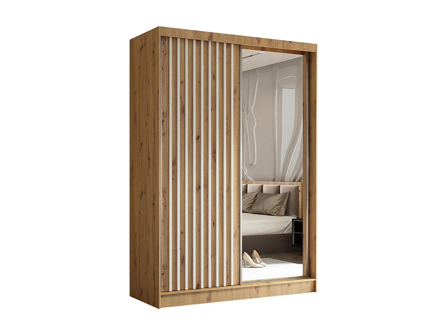 ARMOIRE A PORTES FERMÉES Helix 150/216/61 chêne artisan+blanc avec blocs-tiroirs