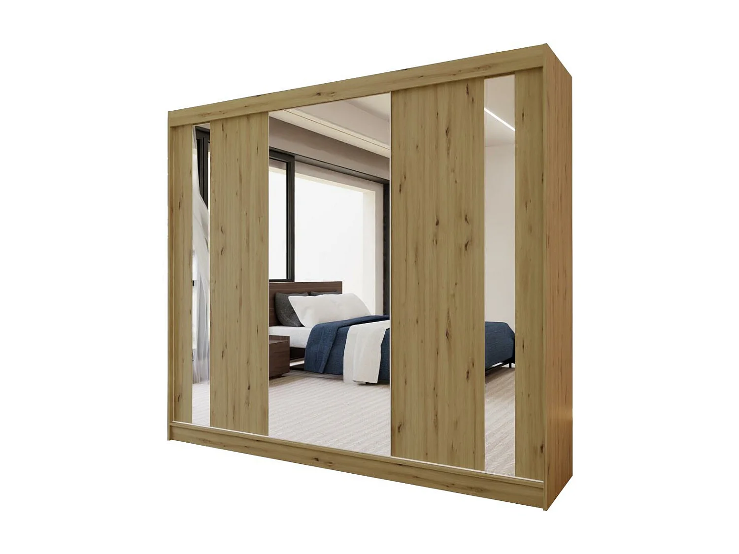 ARMOIRE À PORTES FERMÉES Gaja 240/216/61 chêne Artisan avec miroir et tiroirs