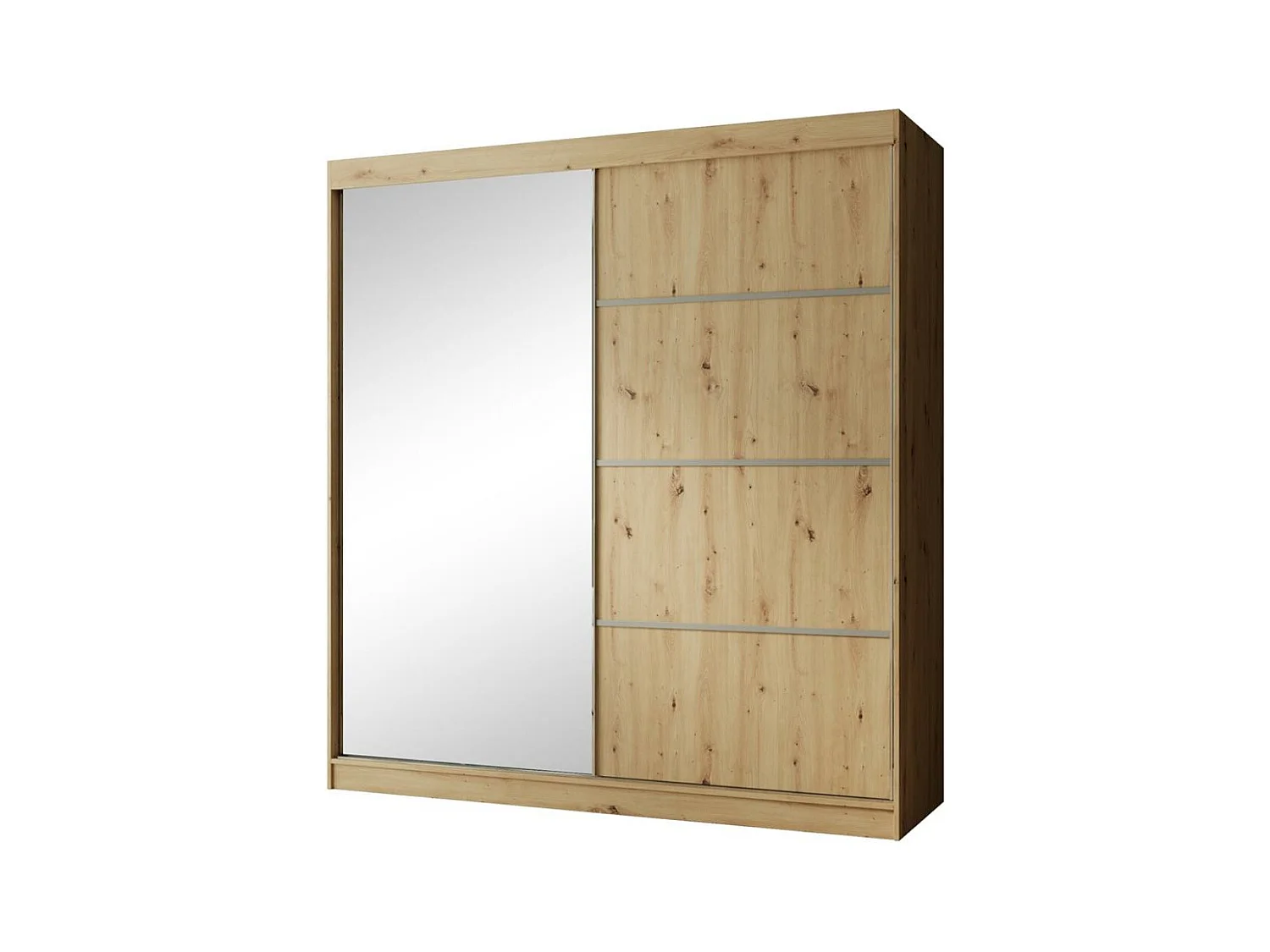 ARMOIRE À PORTES FERMÉES Paco 200/215/61 2 portes chêne Craft avec miroir