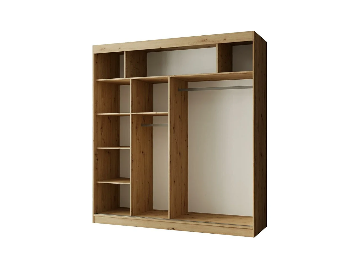 ARMOIRE À PORTES FERMÉES Paco 200/215/61 2 portes chêne Craft avec miroir