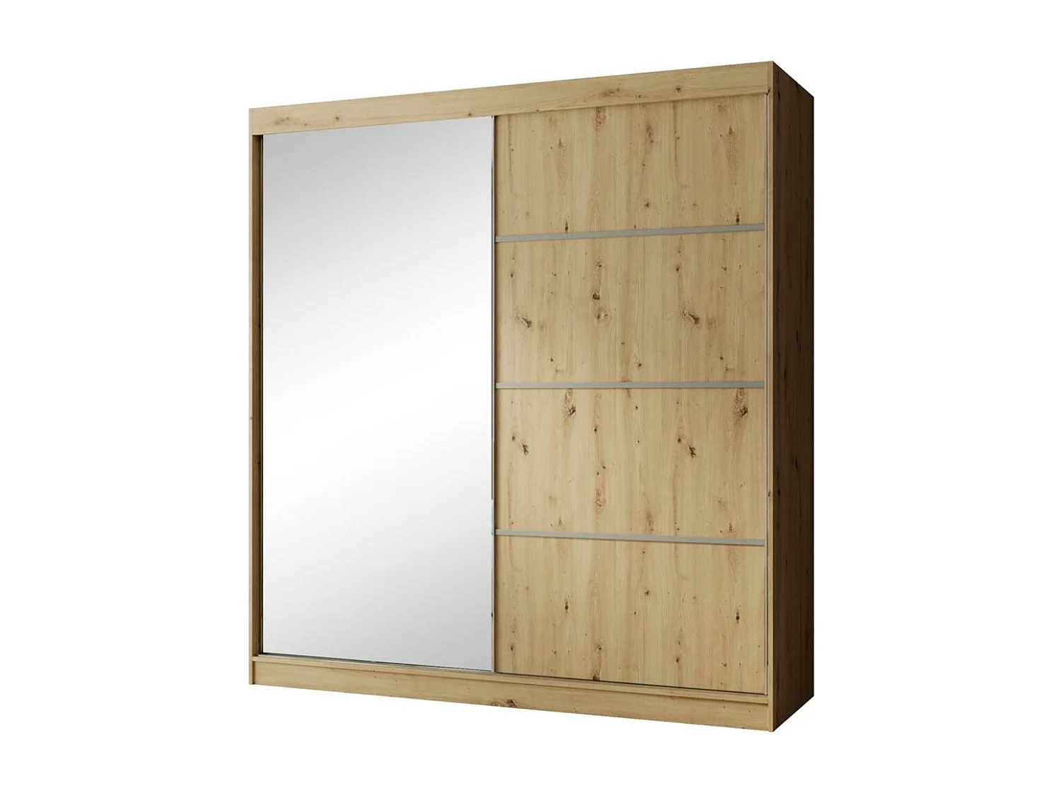 ARMOIRE À PORTES FERMÉES Paco 200/215/61 2 portes chêne Craft avec miroir