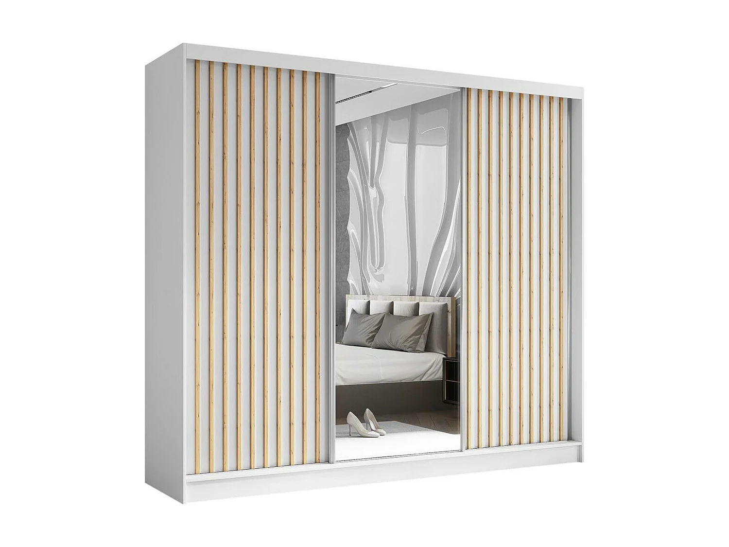 ARMOIRE À PORTES FERMÉES Helix 240/216/61 blanc+chêne artisanal