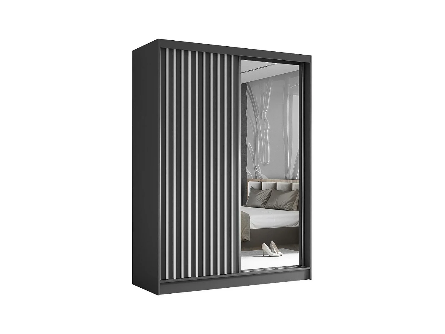 ARMOIRE A PORTES FERMÉES Helix 160/216/61 gris+blanc avec blocs-tiroirs