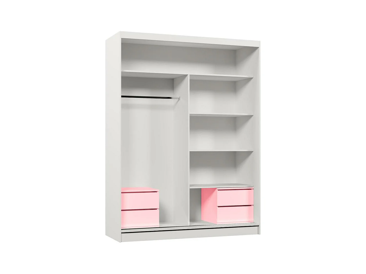 ARMOIRE A PORTES FERMÉES Helix 160/216/61 gris+blanc avec blocs-tiroirs