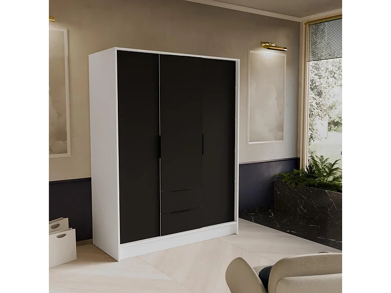 ARMOIRE A PORTES TOURNANTES Niko 150/51/200 cm blanc+noir