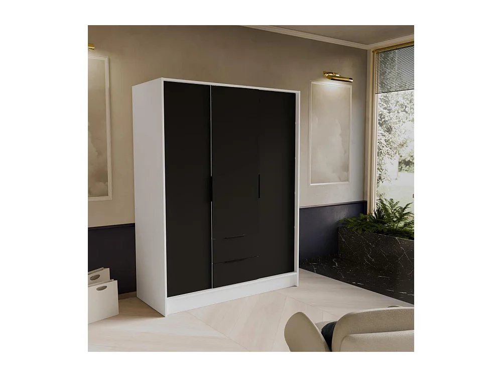 DREHTÜRENSCHRANK Niko 150/51/200 cm weiß+schwarz