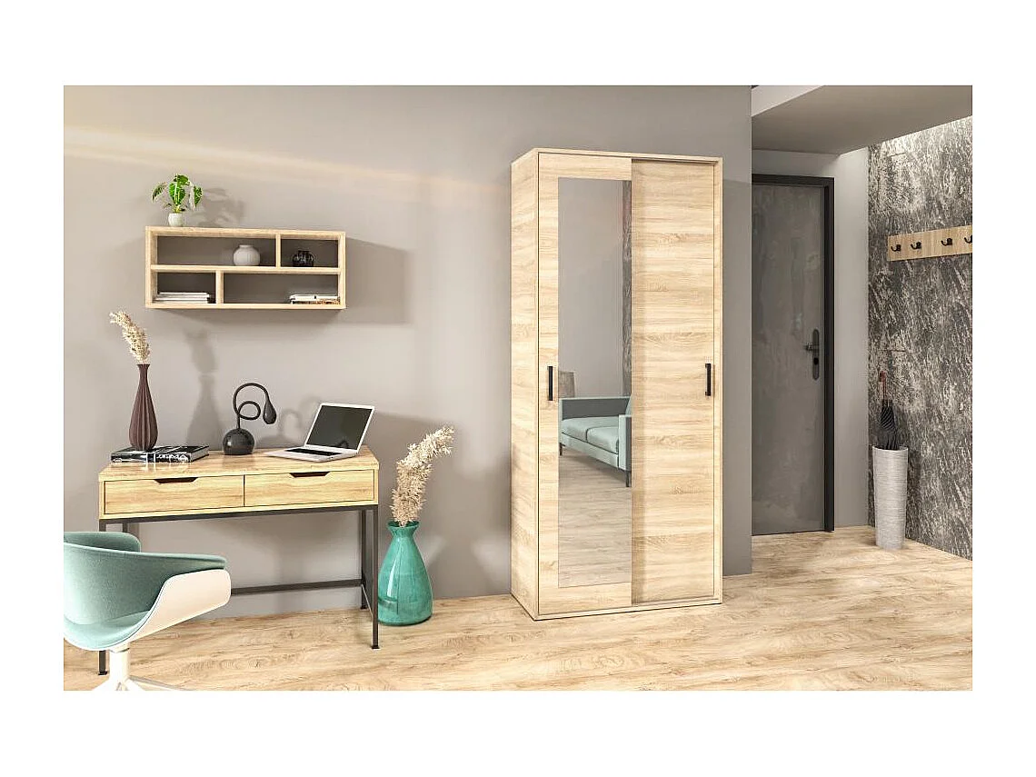 SCHWEBETÜRENSCHRANK Lang 90/205/40 cm 2-türig eiche Sonoma