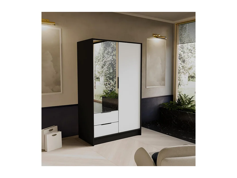 SCHWEBETÜRENSCHRANK Niko 100/51/200 cm schwarz+weiß