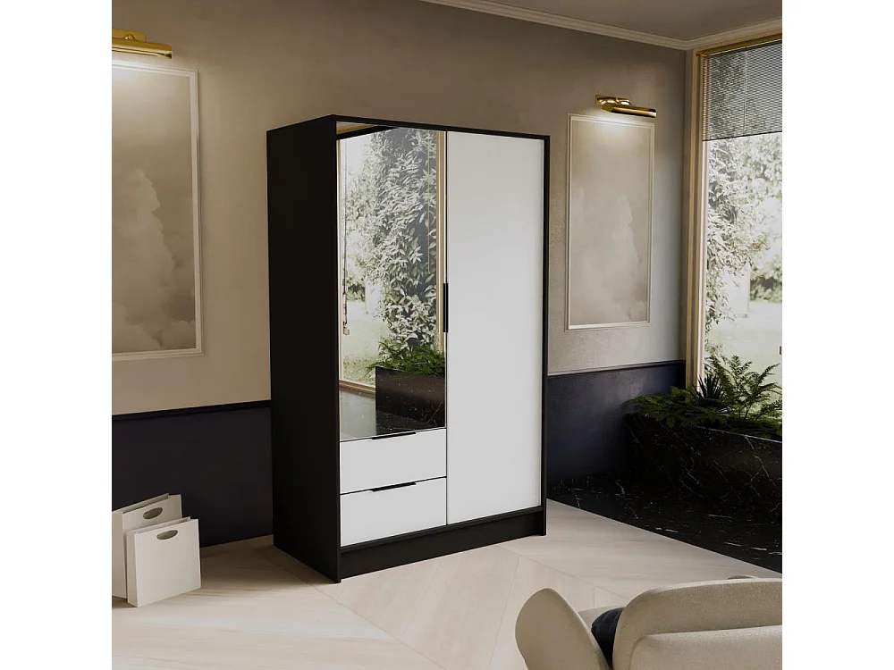 SCHWEBETÜRENSCHRANK Niko 100/51/200 cm schwarz+weiß