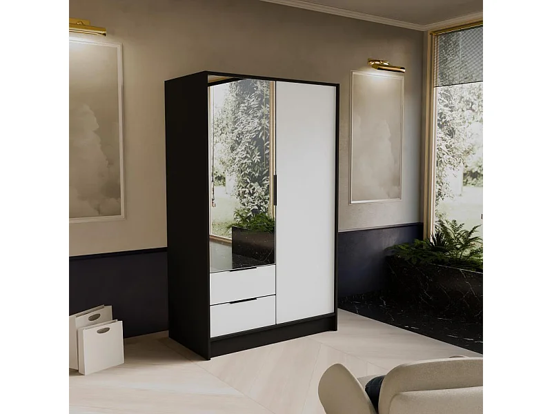 SCHWEBETÜRENSCHRANK Niko 100/51/200 cm schwarz+weiß