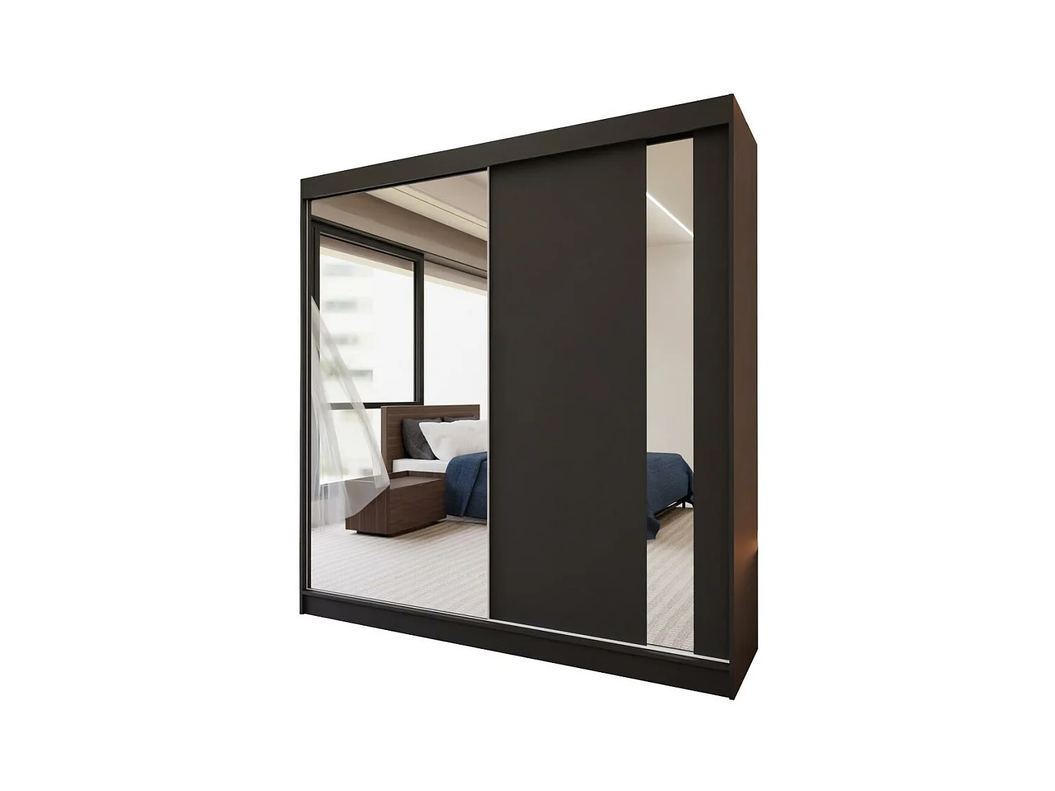 ARMOIRE A PORTES FERMÉES Gaja 200/216/61 noir avec miroir