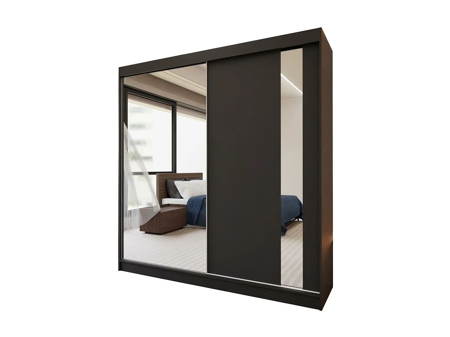 ARMOIRE A PORTES FERMÉES Gaja 200/216/61 noir avec miroir