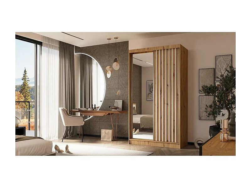 ARMOIRE A PORTES FERMÉES Helix 120/216/61 chêne artisan+blanc