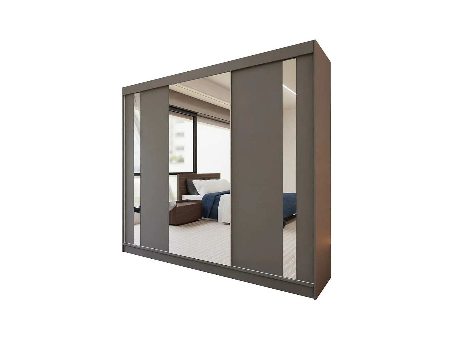 ARMOIRE À PORTES FERMÉES Gaja 240/216/61 graphite avec miroir et tiroirs