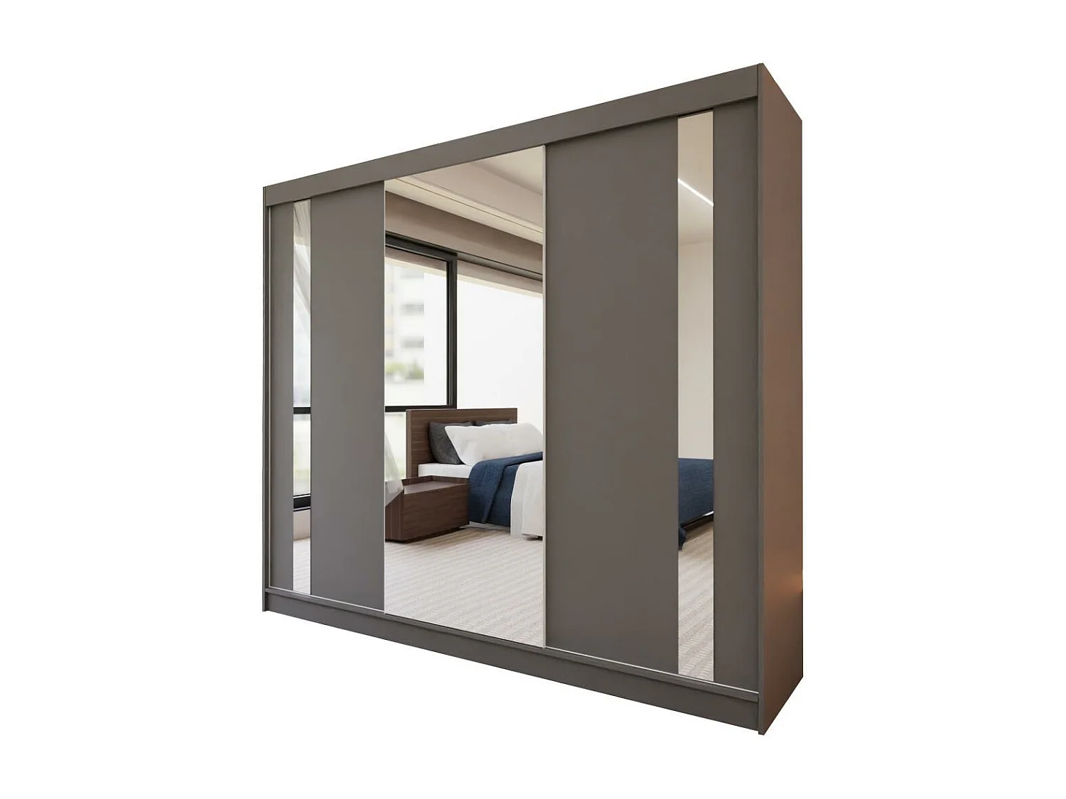 ARMOIRE À PORTES FERMÉES Gaja 240/216/61 graphite avec miroir et tiroirs