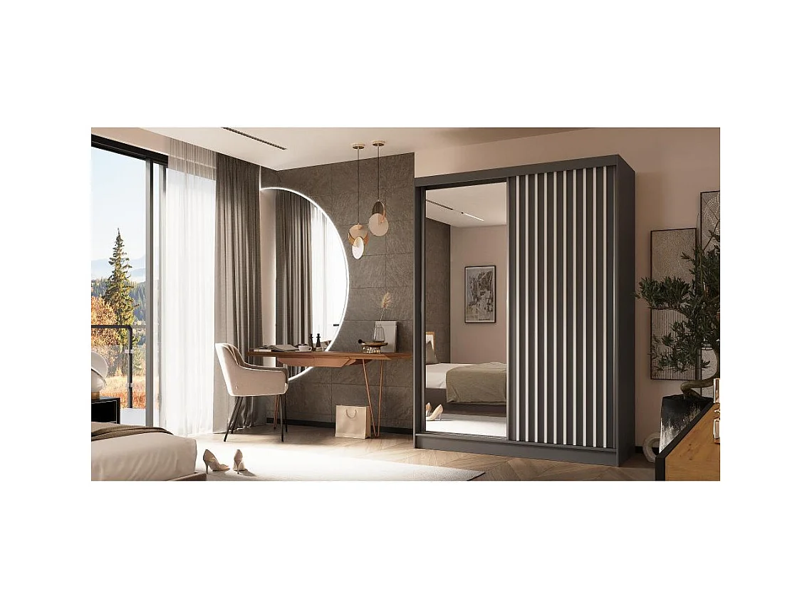 SCHWEBETÜRENSCHRANK Helix 160/216/61 grau+weiß